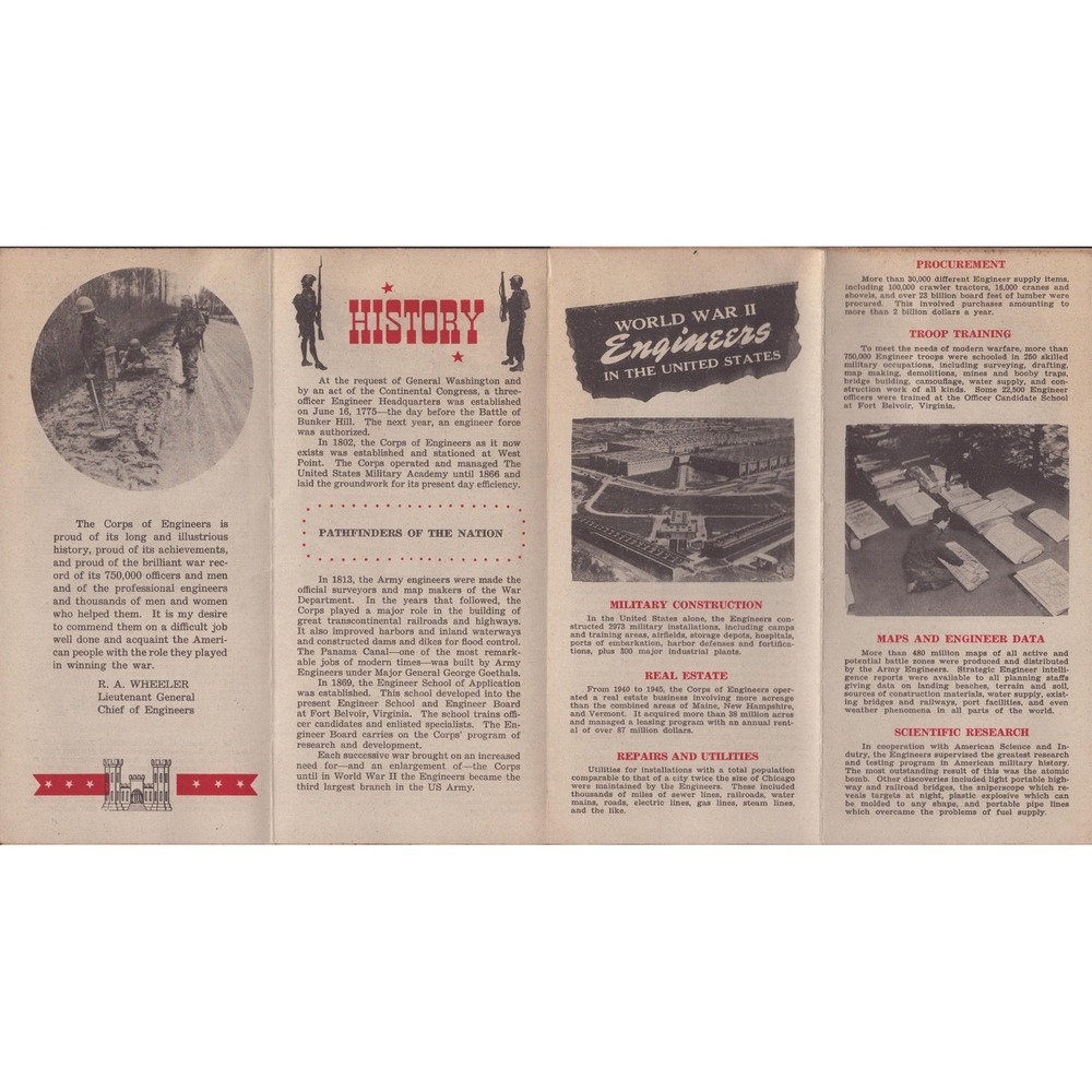 1946 US Army Corps of Engineers WWII Overseas History Fold-Out Brochure VG - Picture 5 of 5